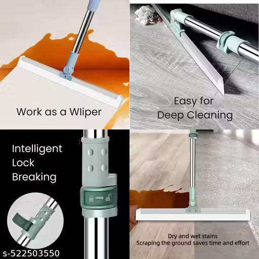 Heavy Duty Magic Broom Silicone Floor Wiper–Premium Floor Squeegee with Stainless Steel Extendable Handle
